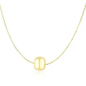 14k Yellow Gold Necklace with Shiny Barrel Bead Charmrx73490-18-rx73490-18