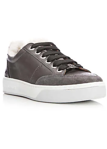 Agitha Grey Pewter Shearling Trim Trainers by Moda In Pelle | Look Again