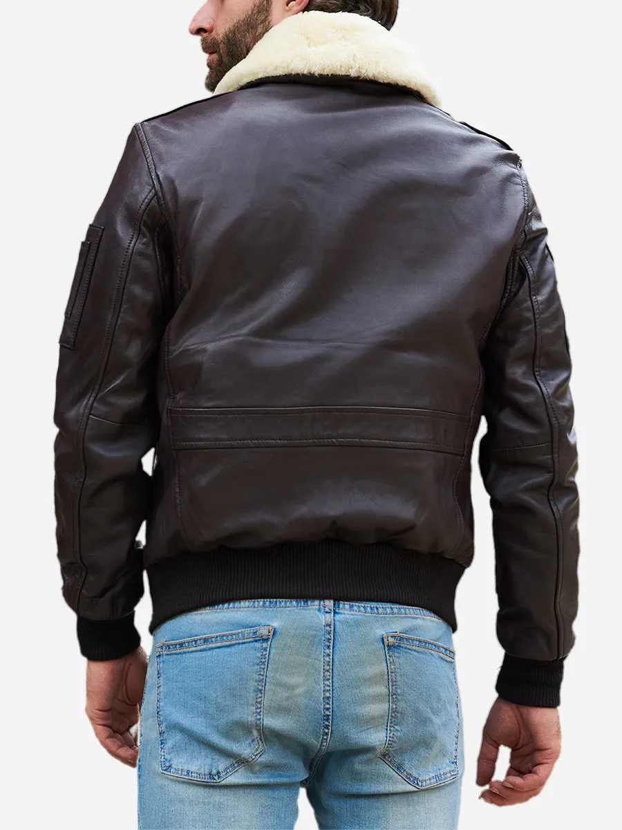 Air Bus Pilot Brown Leather Bomber Jacket