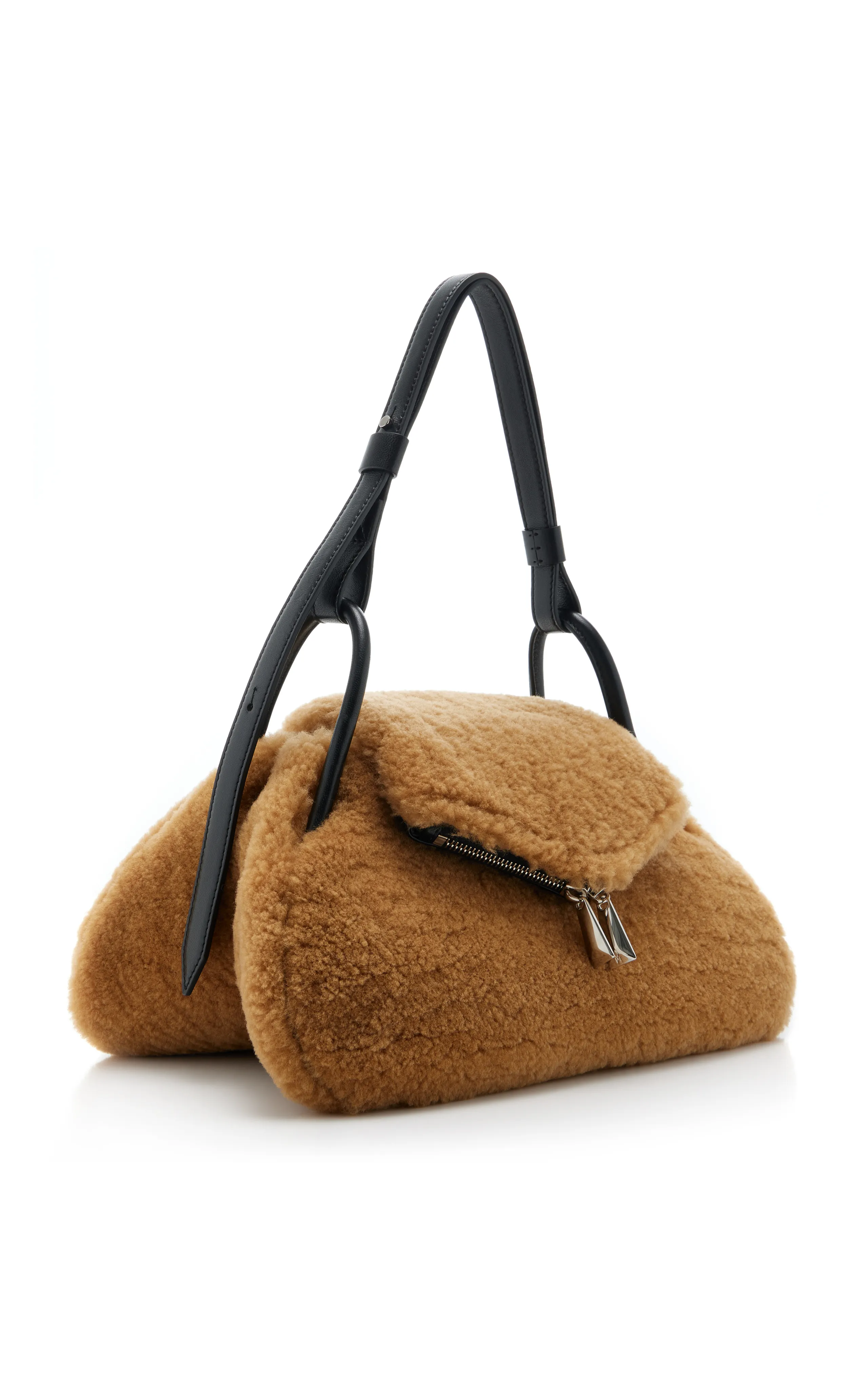 Amina Muaddi Gemini Shearling Bag