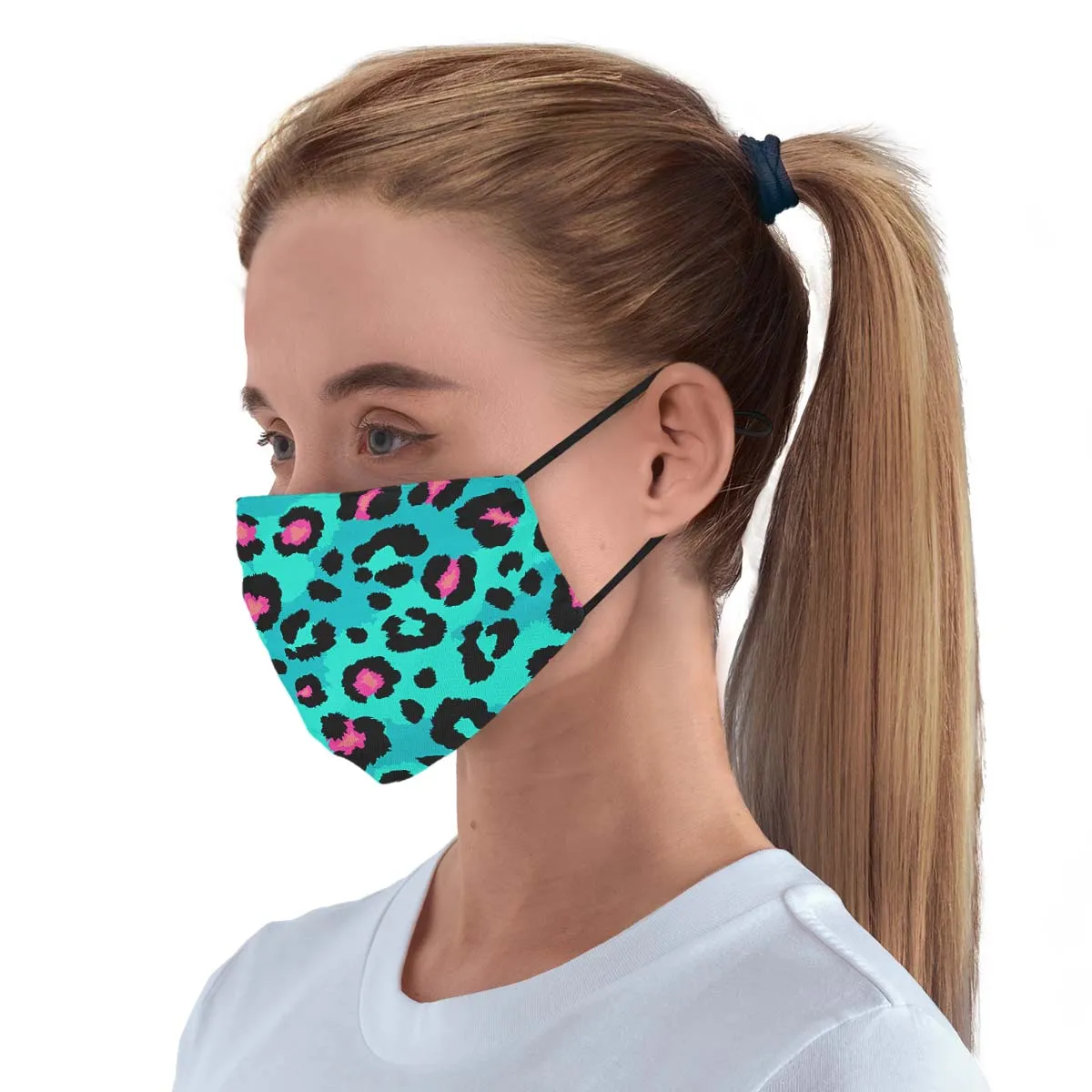 Aqua Cheetah Face Cover