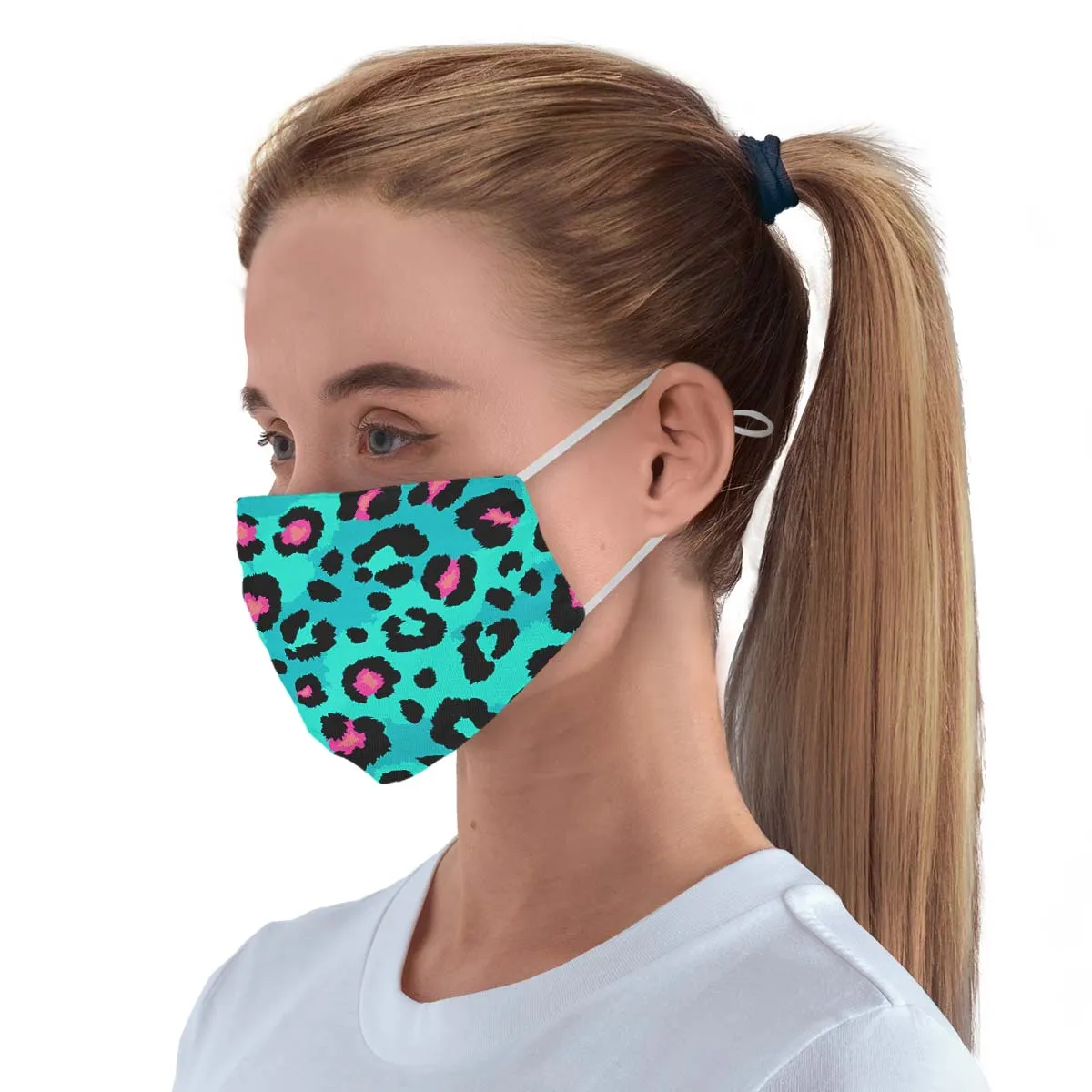 Aqua Cheetah Face Cover