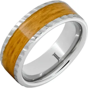 Barrel Aged Serinium Ring with Cognac Barrel Wood Inlay