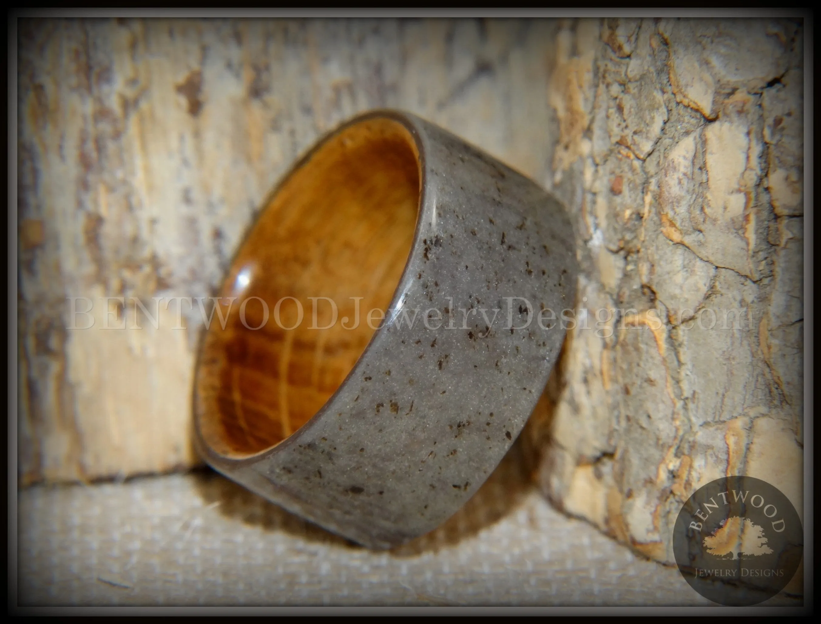 Bentwood Ring -  Quarry Stone & Whiskey Barrel Oak