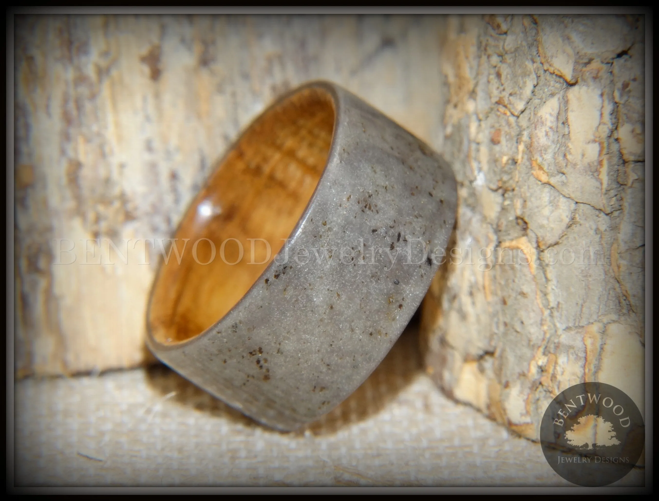 Bentwood Ring -  Quarry Stone & Whiskey Barrel Oak