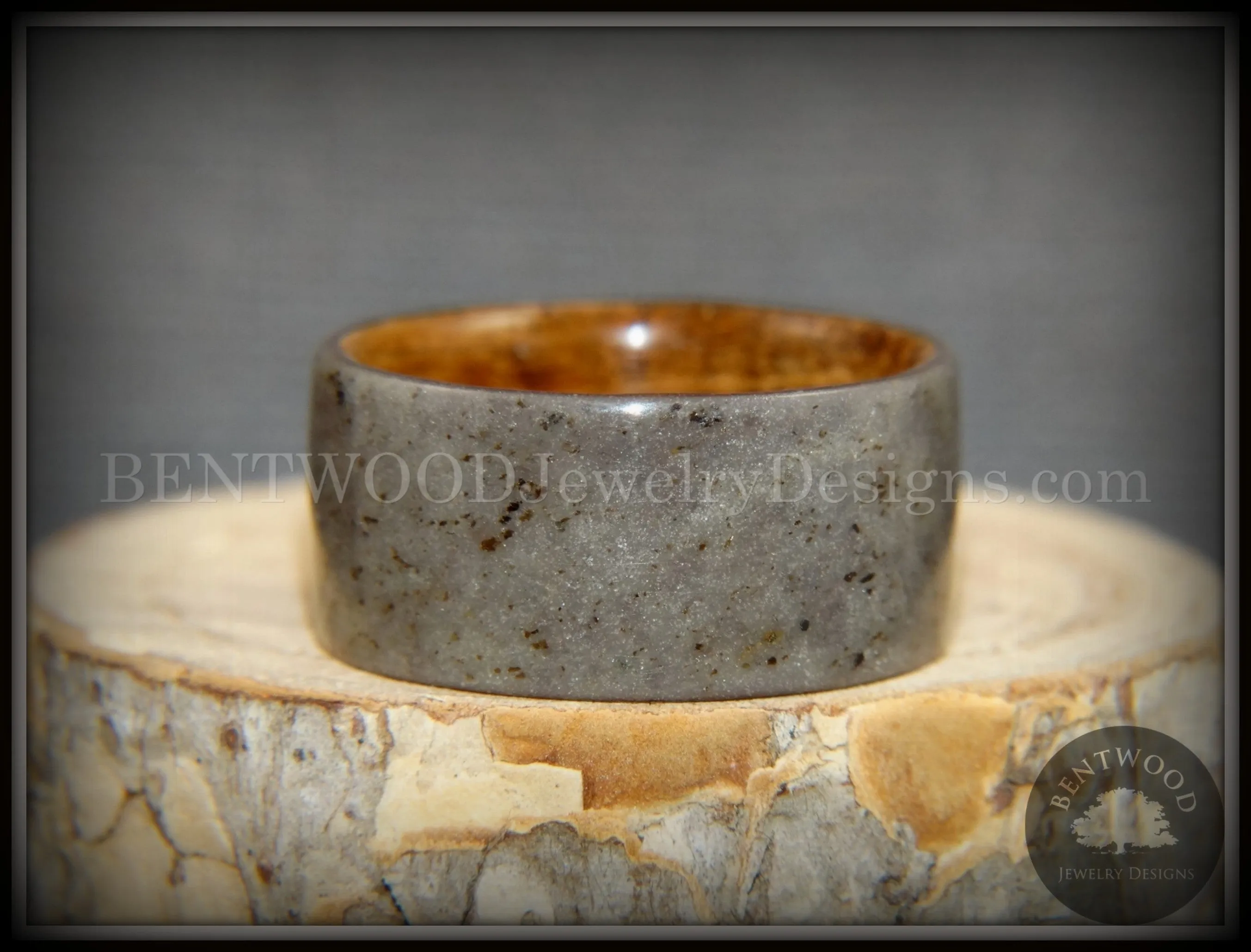 Bentwood Ring -  Quarry Stone & Whiskey Barrel Oak