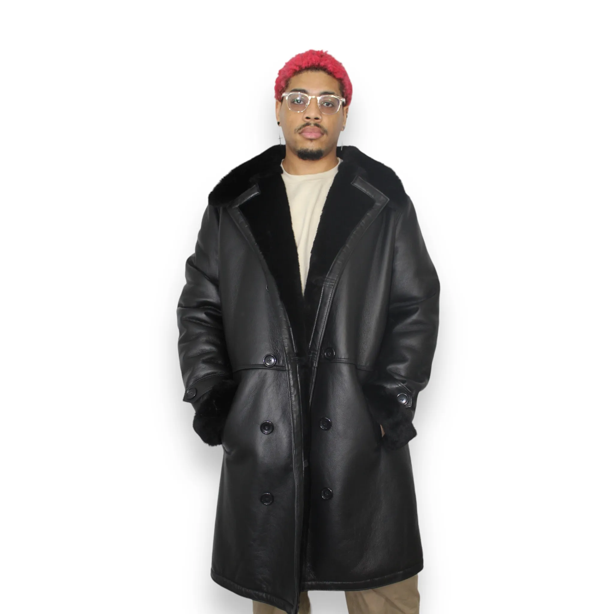 Black Carcoat Shearling with Black Collar - Daniel's Leather