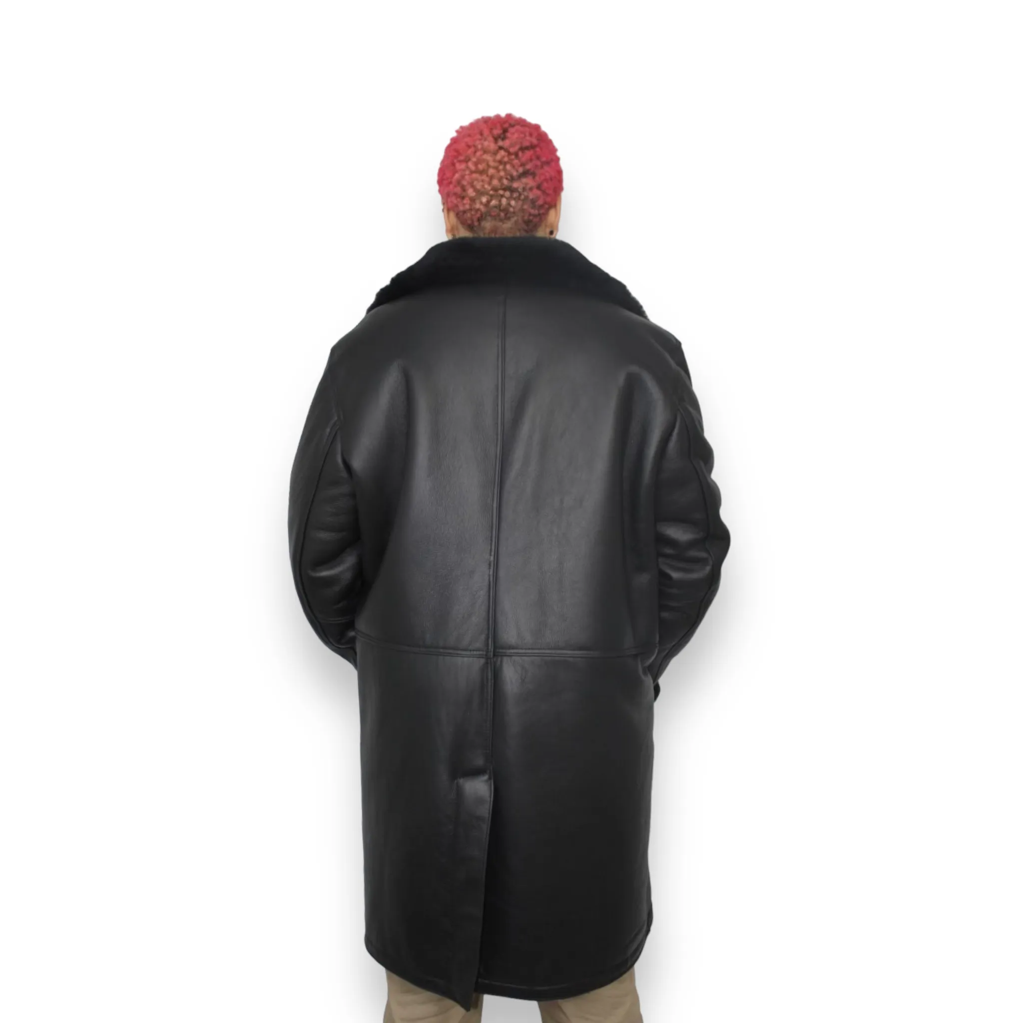 Black Carcoat Shearling with Black Collar - Daniel's Leather