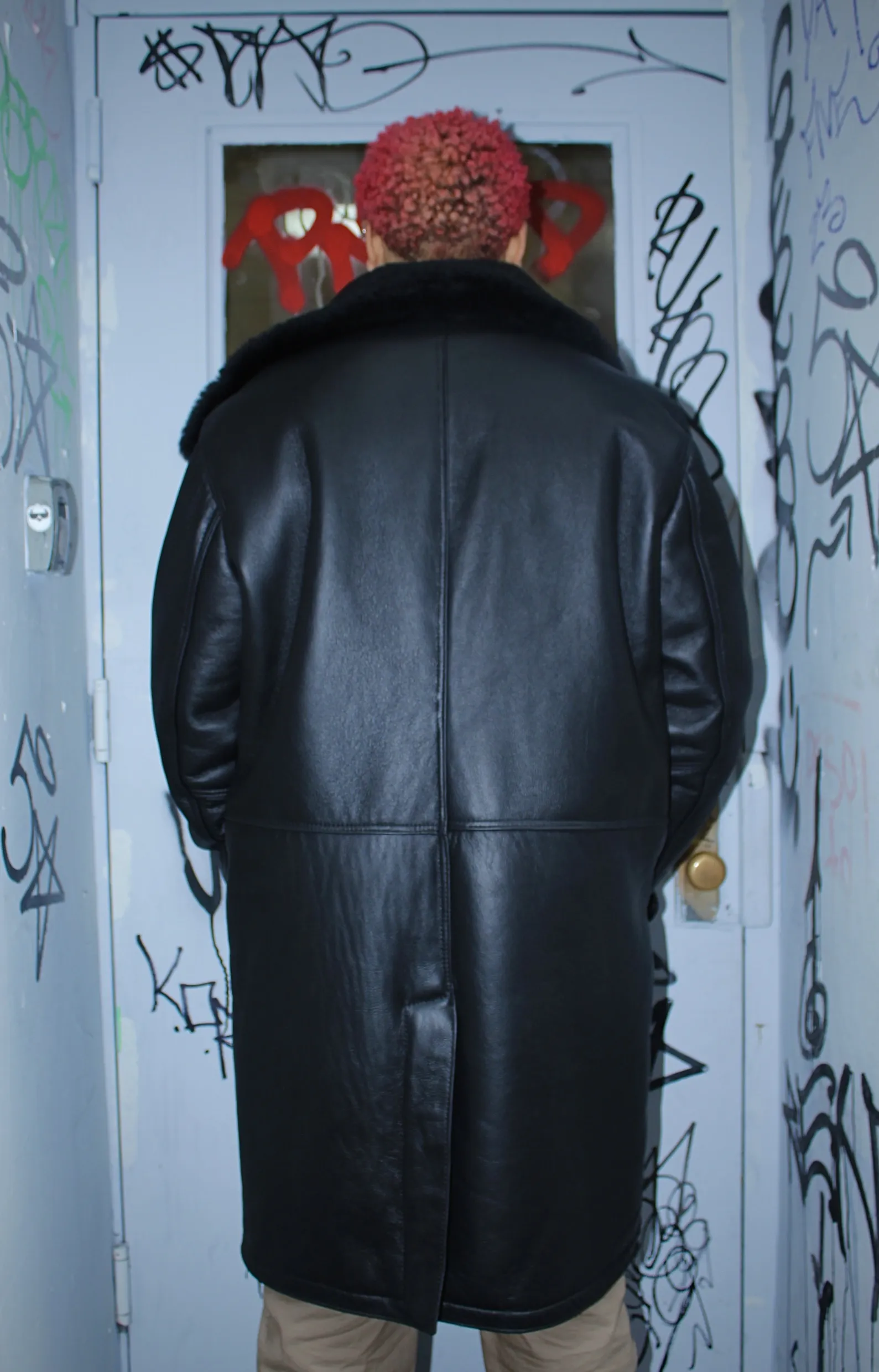 Black Carcoat Shearling with Black Collar - Daniel's Leather