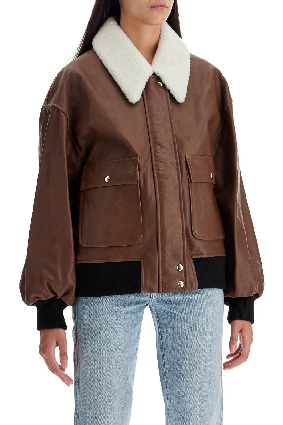 Bomber In Pelle 'Shellar' Con Colletto In Shearling