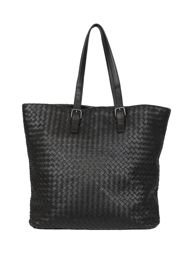 Bottega Veneta Shopper in pelle intrecciata testa di moro