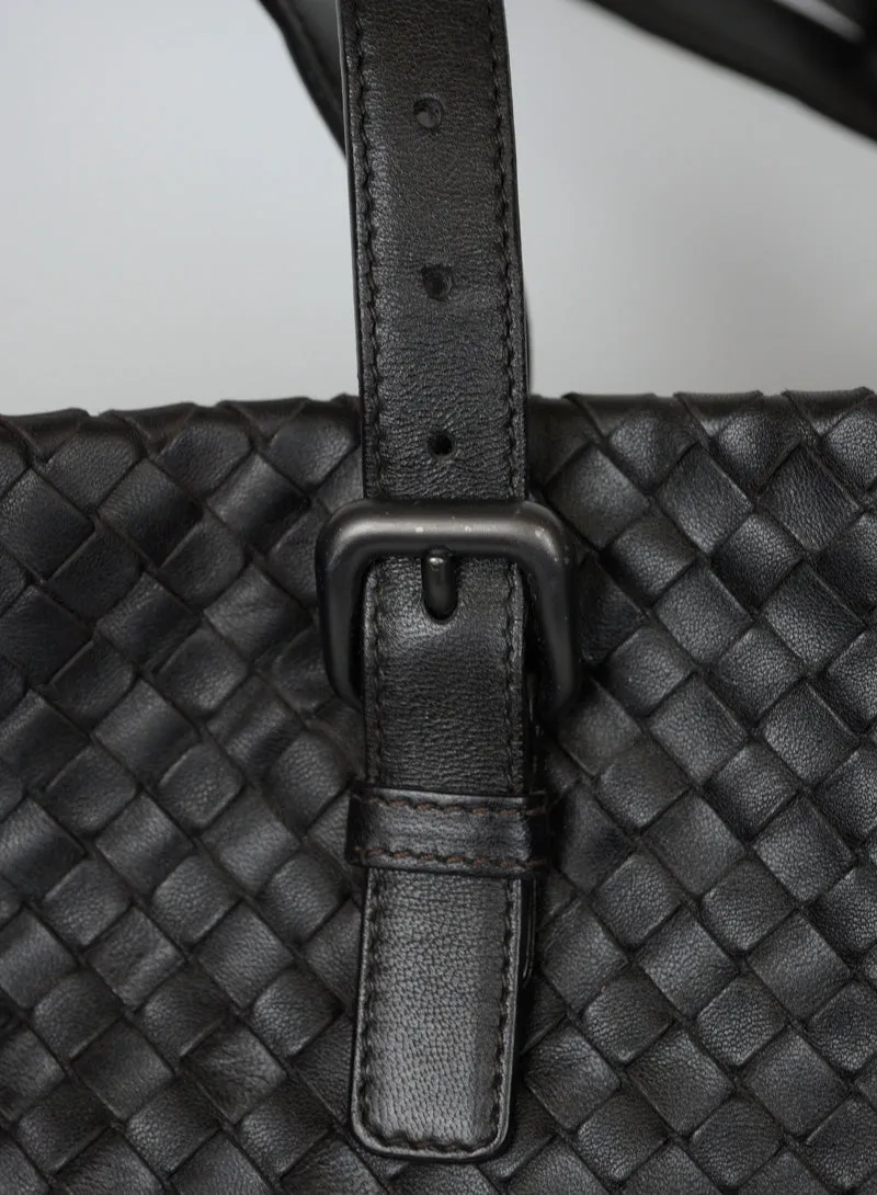 Bottega Veneta Shopper in pelle intrecciata testa di moro