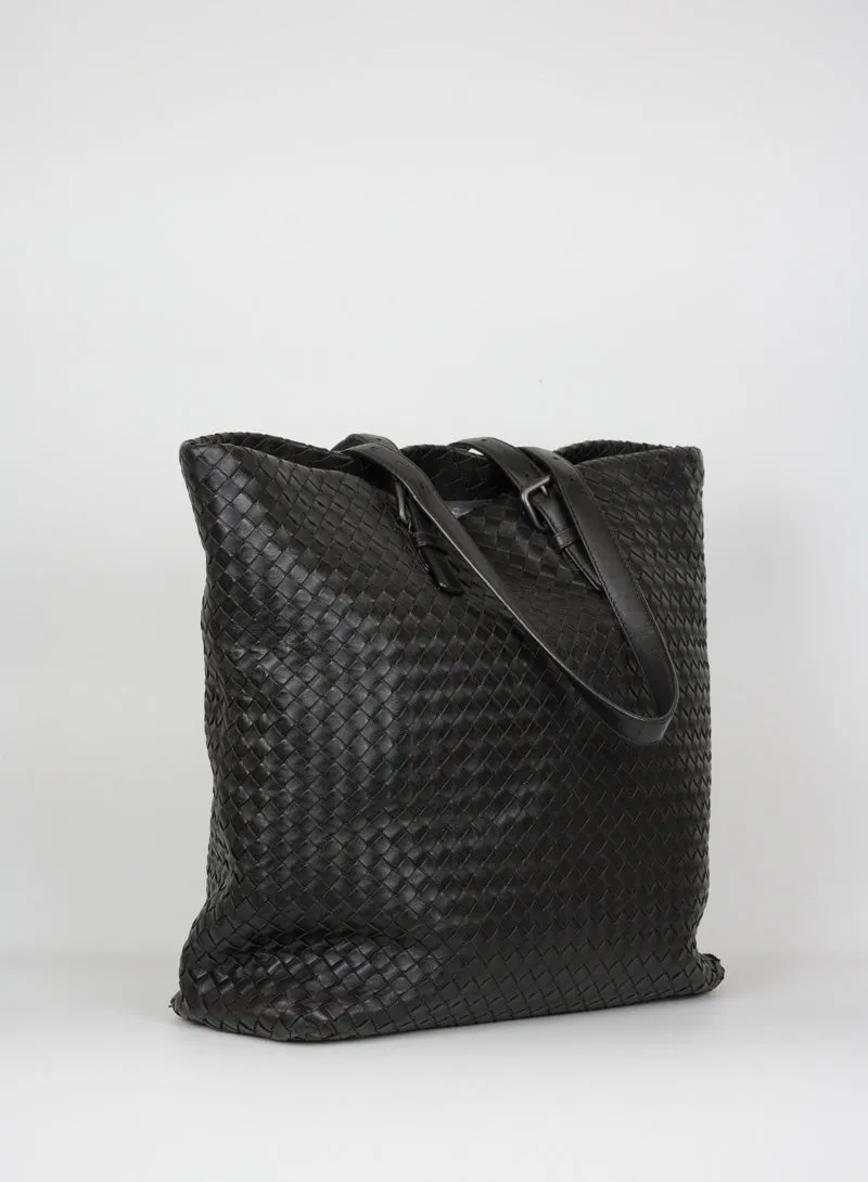 Bottega Veneta Shopper in pelle intrecciata testa di moro