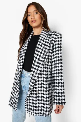 Boucle Tailored Frayed Hem Blazer