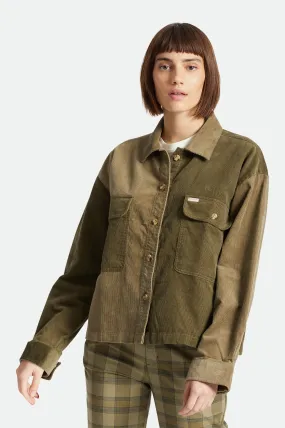 Bowery Women's Corduroy L/S Flannel - Mermaid/Military Olive