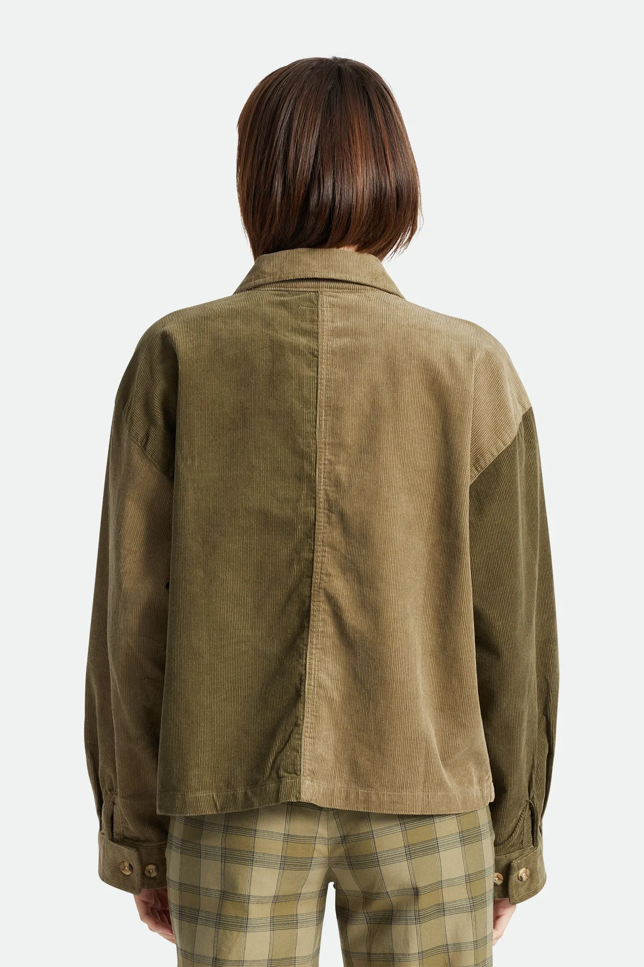 Bowery Women's Corduroy L/S Flannel - Mermaid/Military Olive