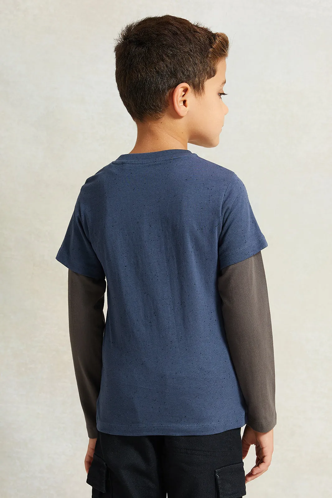 Boys Blue Solid Long Sleeve Doctor T-Shirt