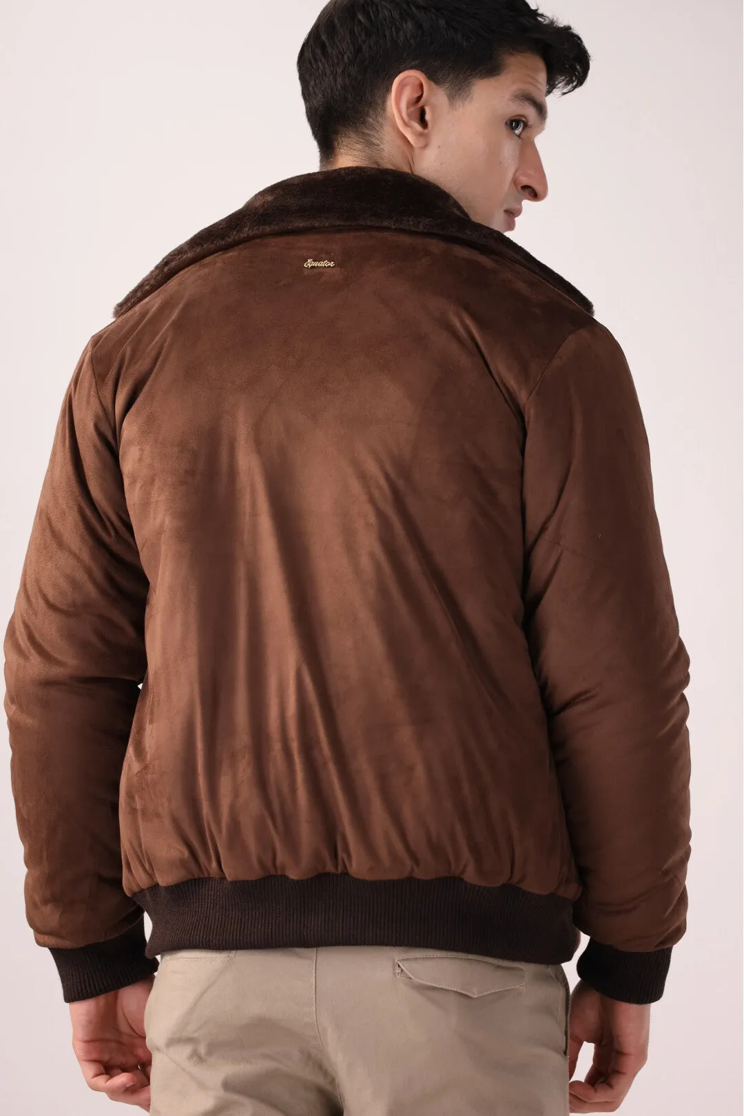 Brown Suede Bomber Jacket