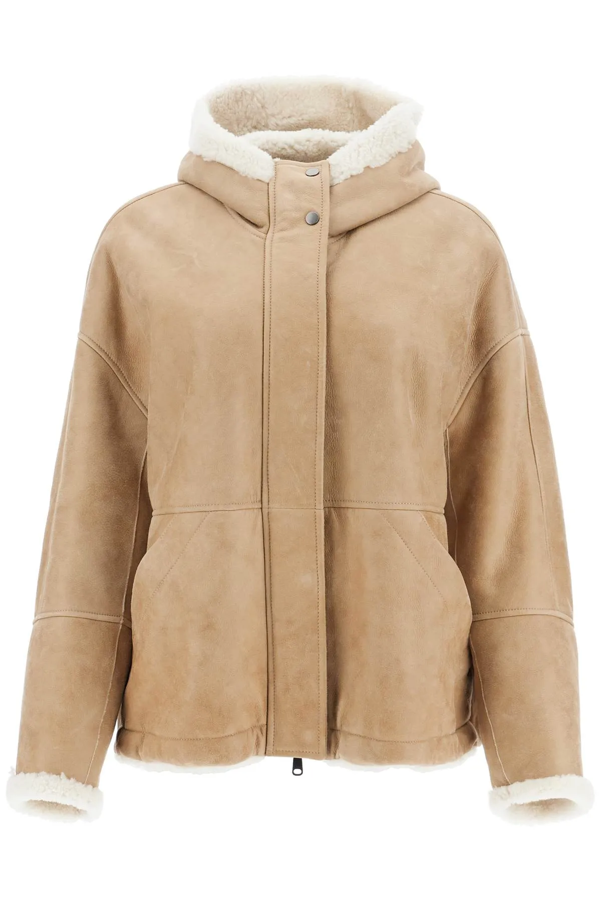 Brunello Cucinelli Reversible Shearling Jacket   Beige