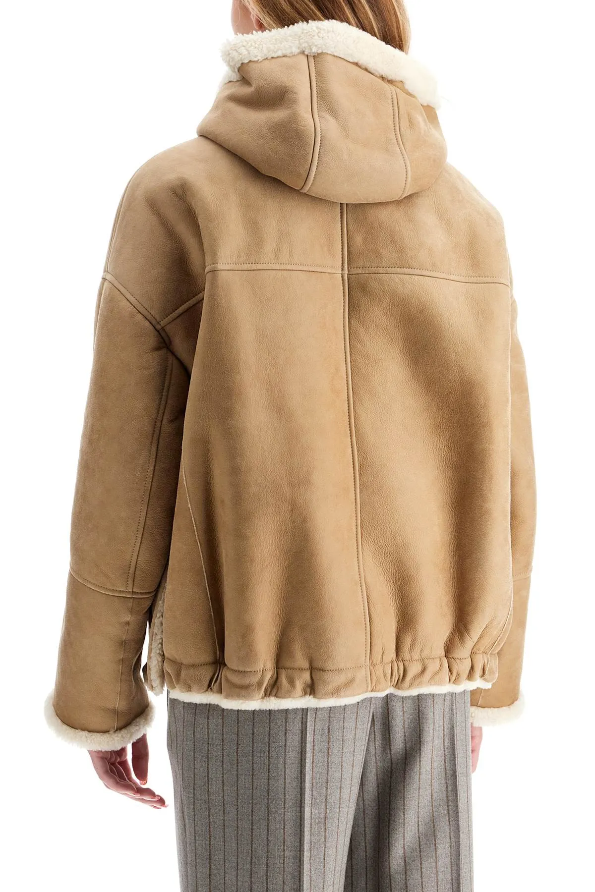 Brunello Cucinelli Reversible Shearling Jacket   Beige