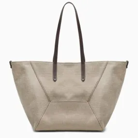 BRUNELLO CUCINELLI Rope-Coloured Cotton-Linen Canvas Shopper Handbag for Women