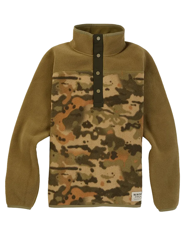 Burton Kid's Spark Fleece Anorak Martini / Kelp Camo 2023 |Kid's Hoodies/Pullovers | Snow Skiers Warehouse