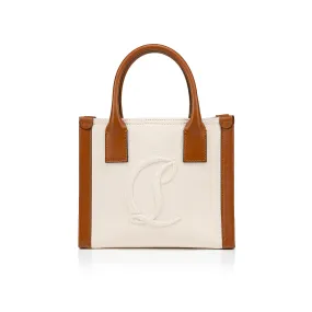 By My Side mini Tote bag - Cotton and calf leather - Natural