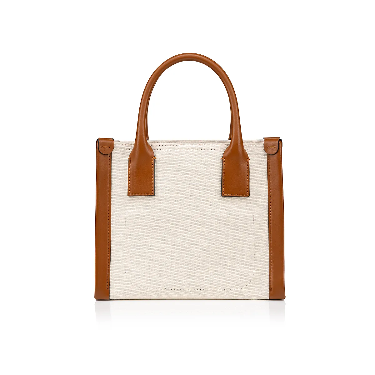 By My Side mini Tote bag - Cotton and calf leather - Natural