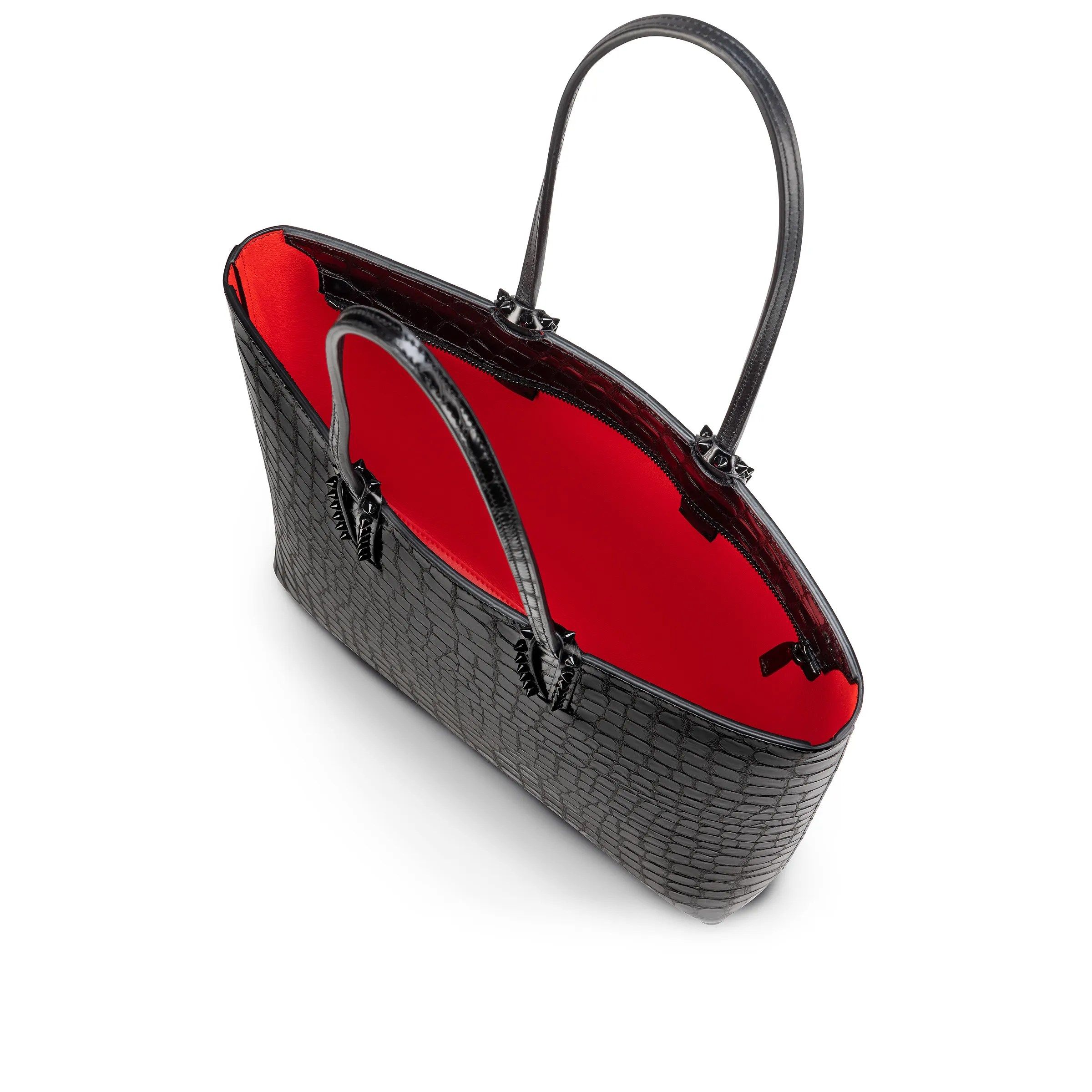 Cabata Tote bag - Alligator embossed calf leather - Black