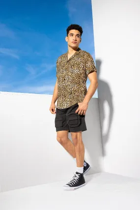 Cheetah Print Button-Up Short Sleeve Top