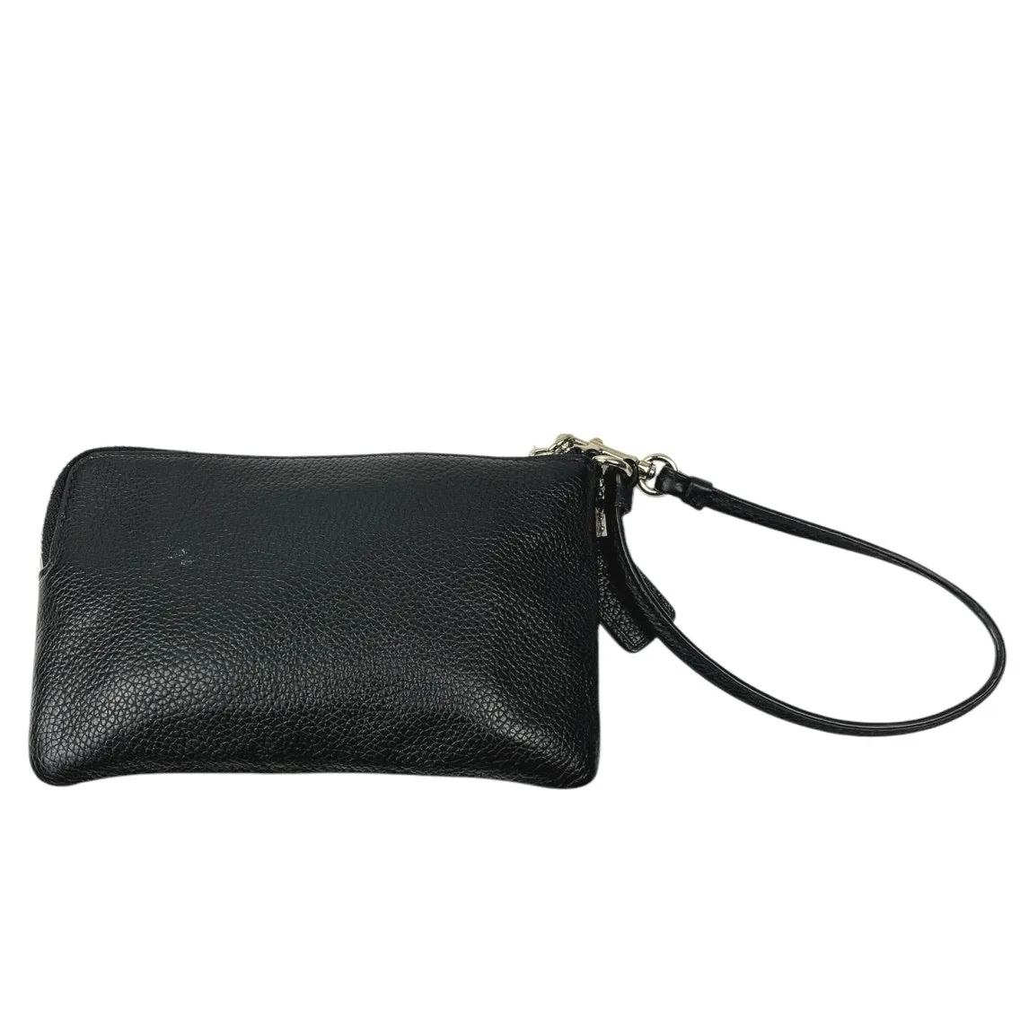 Coach Jes Black Leather Corner Zip Horse And Carriage Wristlet Clutch Wallet