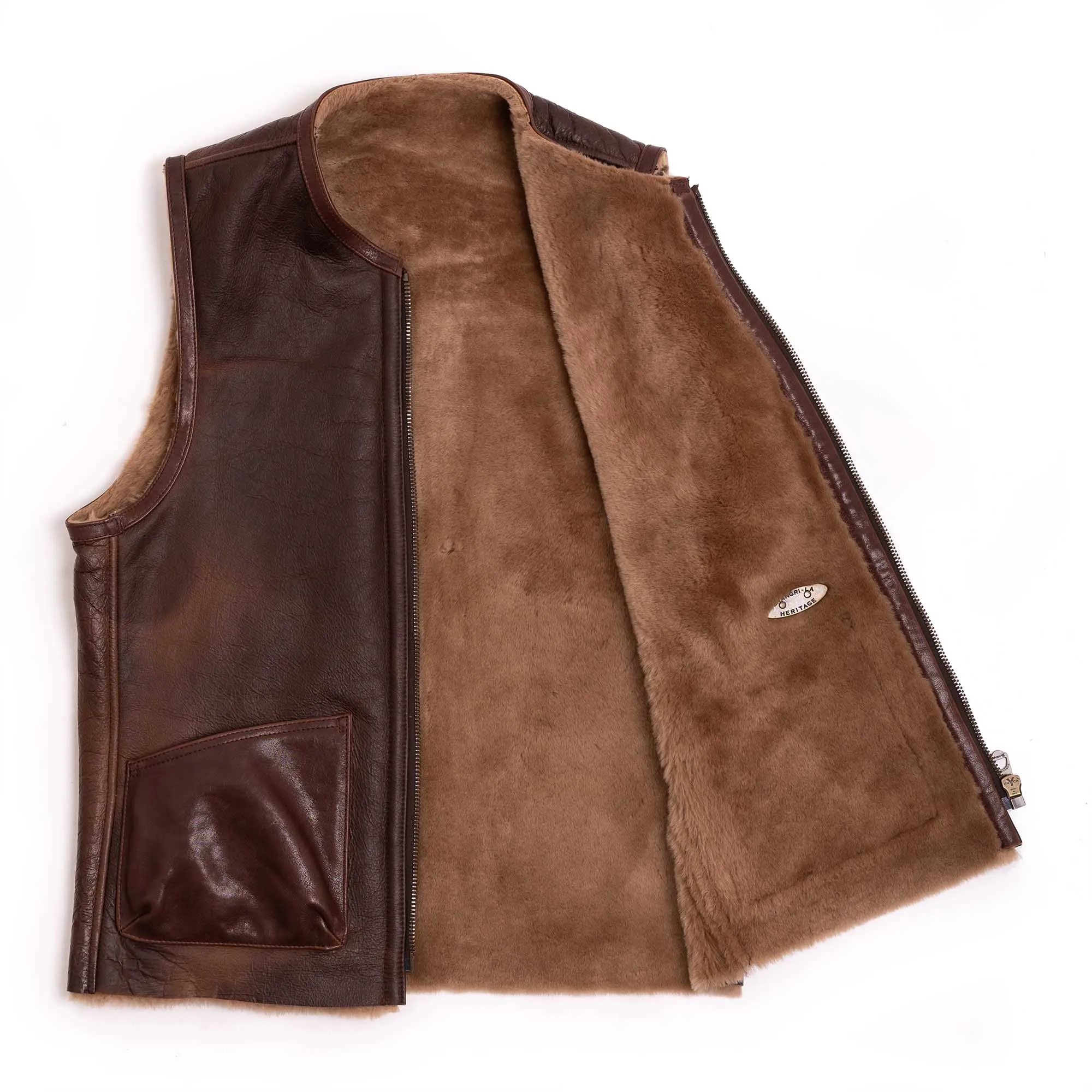 Commando C-3 Seal Brown Shearling Vest - Shangri-la Heritage