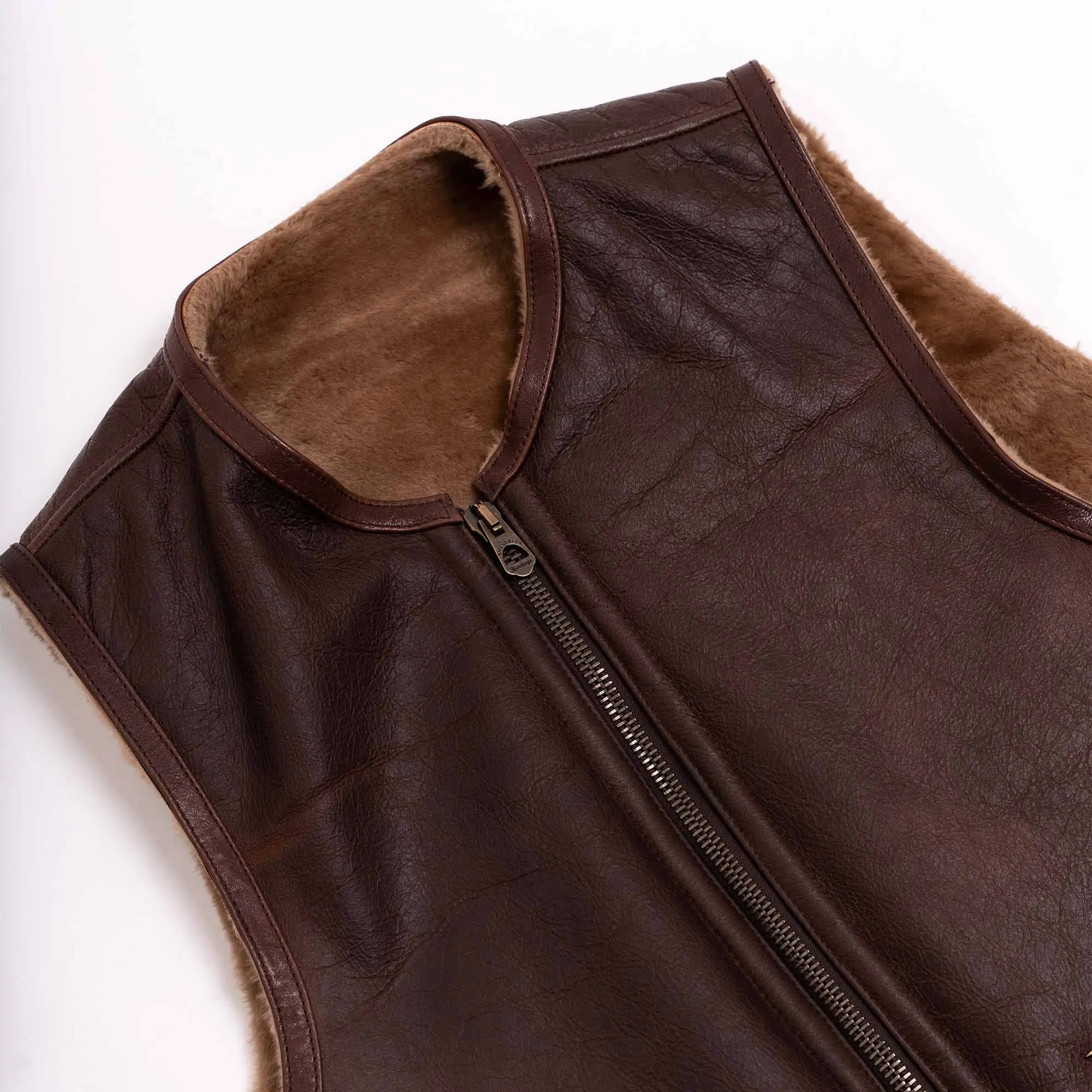 Commando C-3 Seal Brown Shearling Vest - Shangri-la Heritage