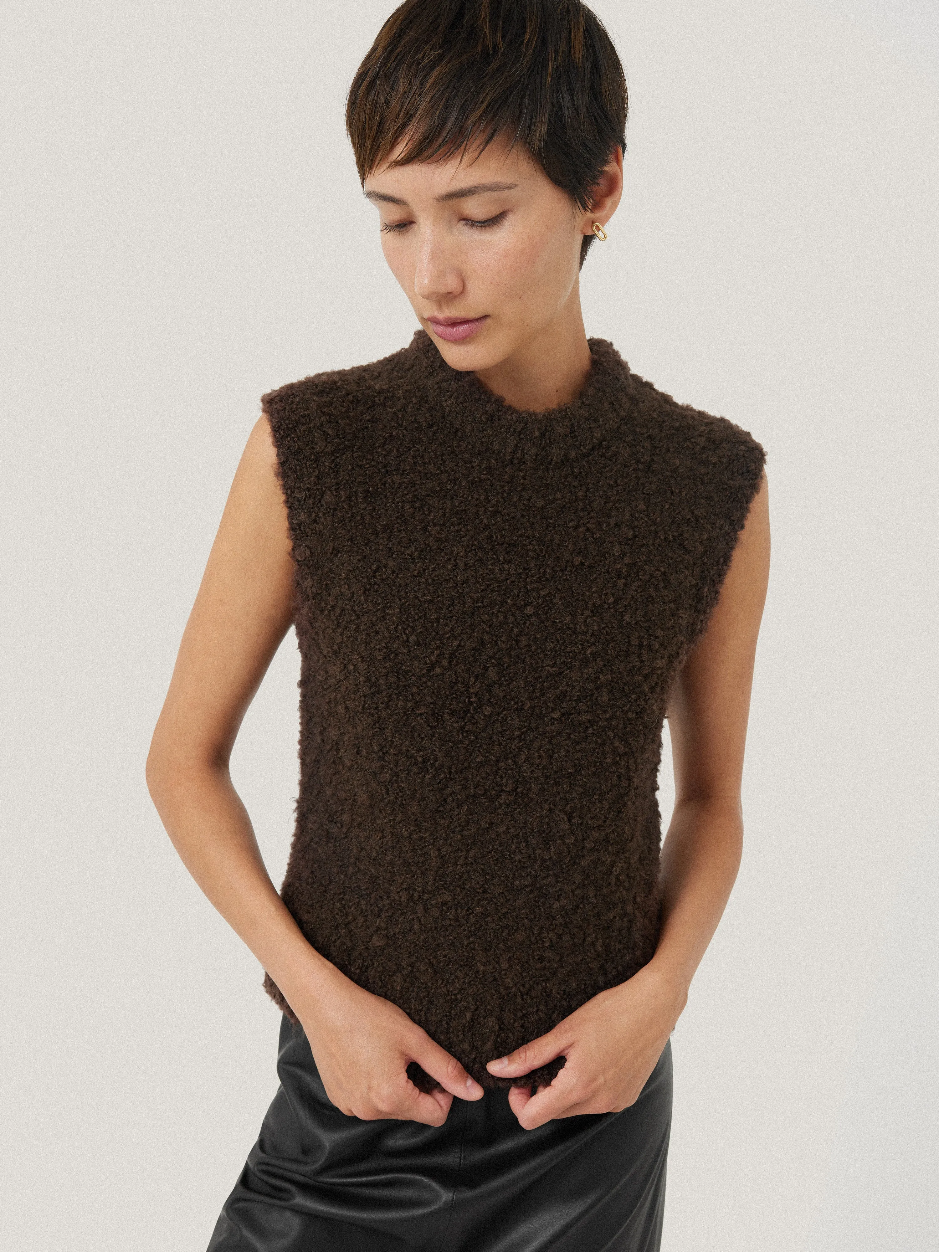 Cosy Boucle Tank and Snood | Brown