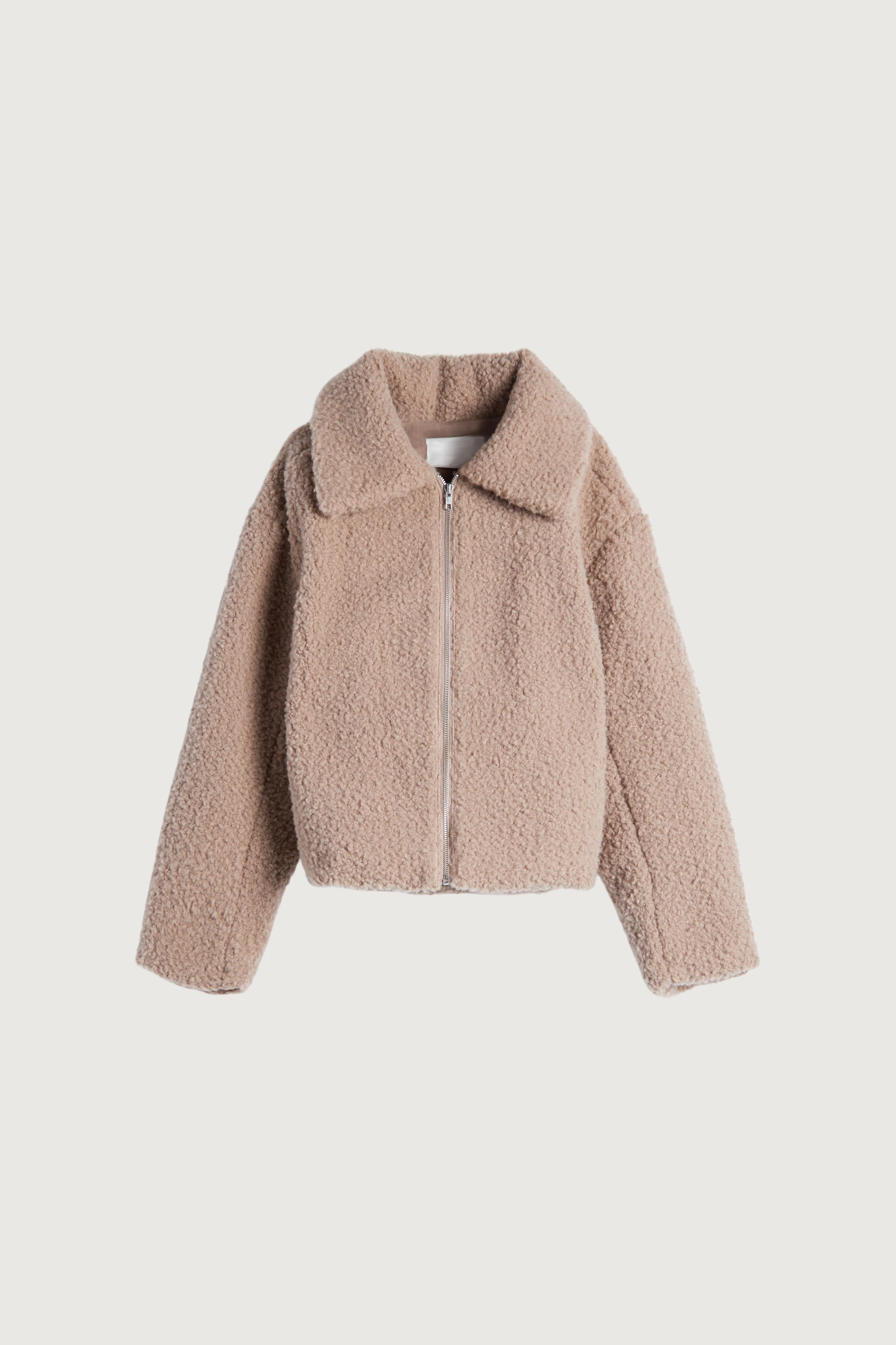 CROPPED SHEARLING BOMBER JACKET