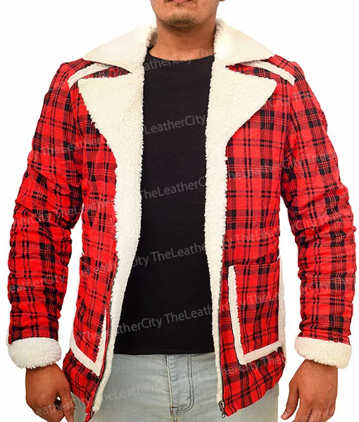 Deadpool's Ryan Reynolds Red Shearling Cotton Flannel Jacket