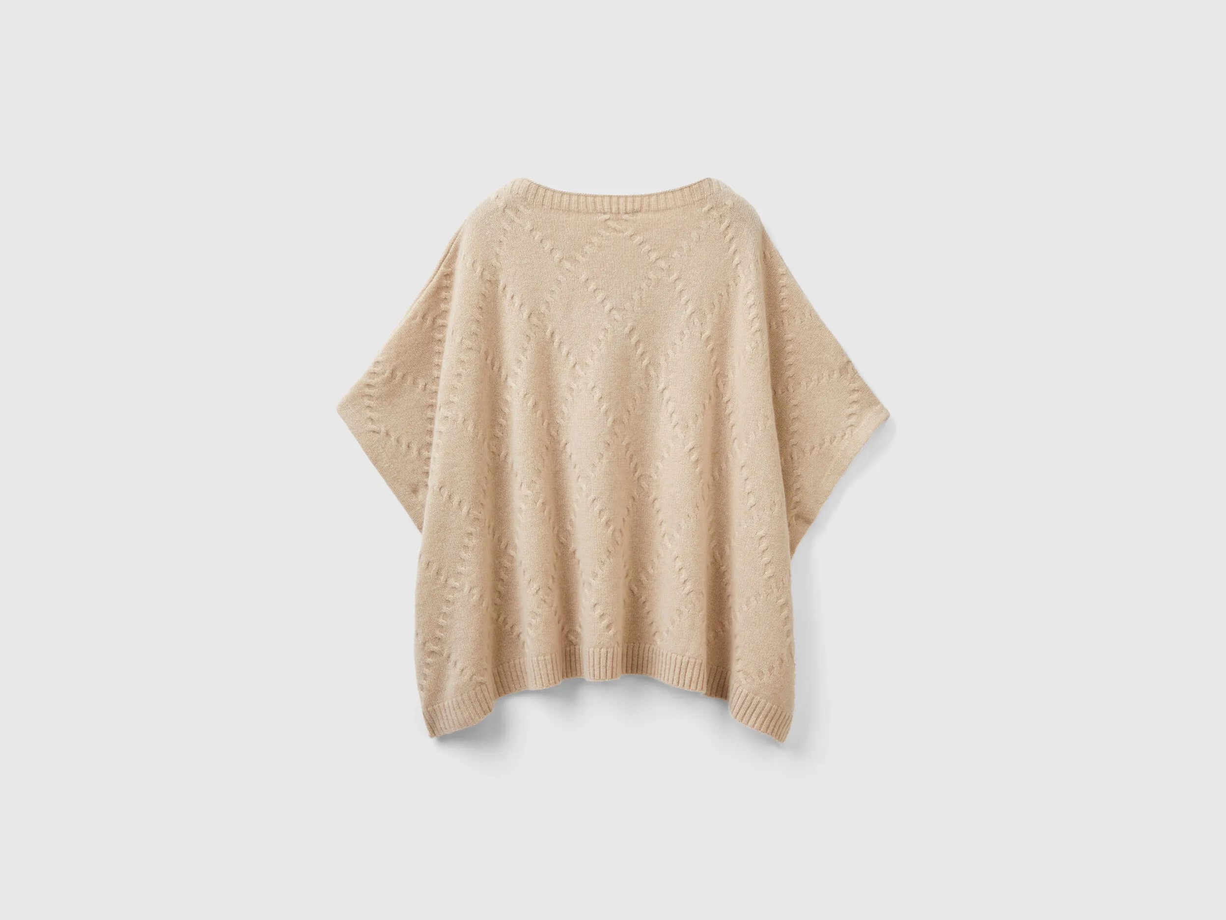 Diamond cape in pure cashmere - Beige | Benetton