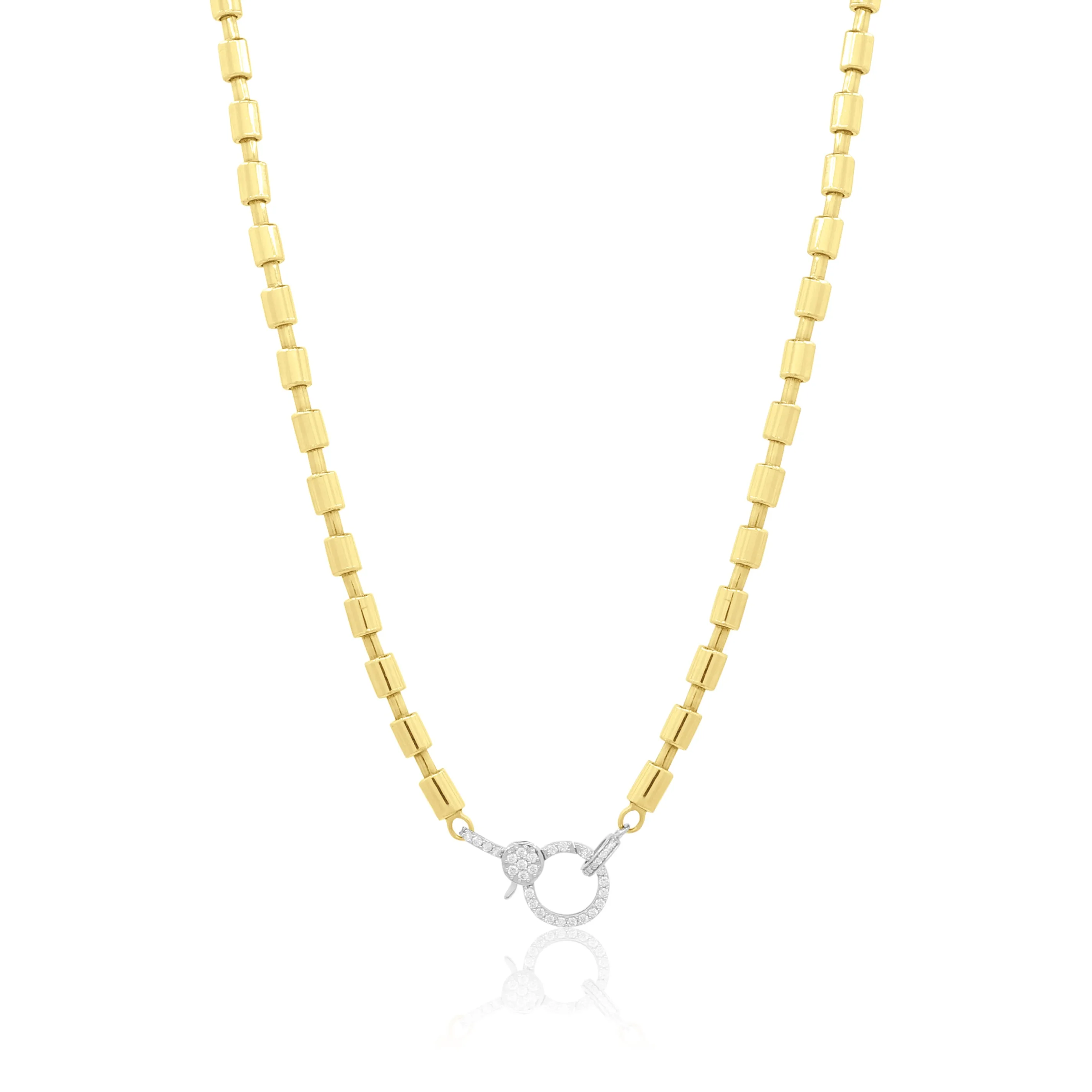 Diamond Clasp Barrel Chain Necklace