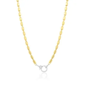 Diamond Clasp Barrel Chain Necklace