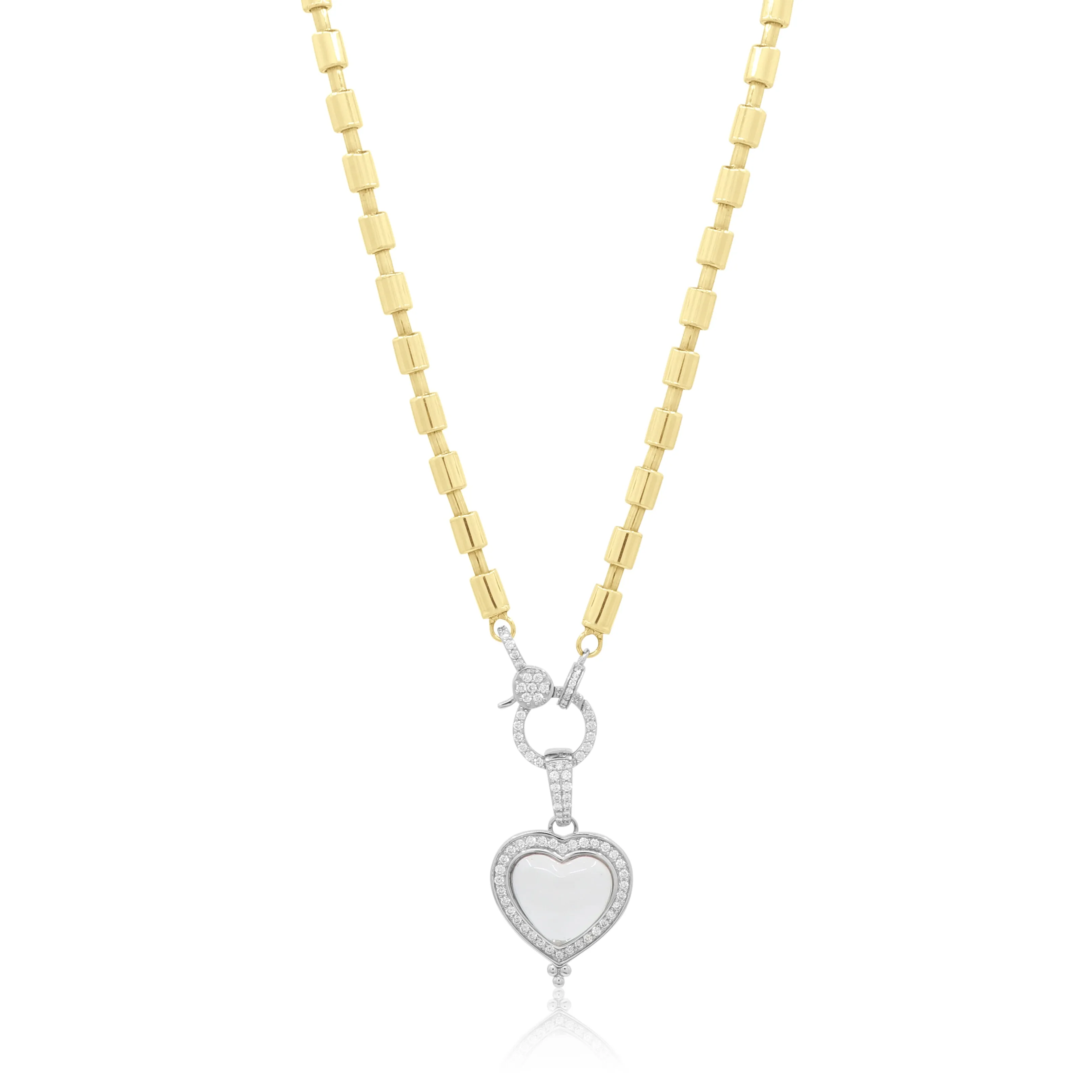 Diamond Clasp Barrel Chain Necklace