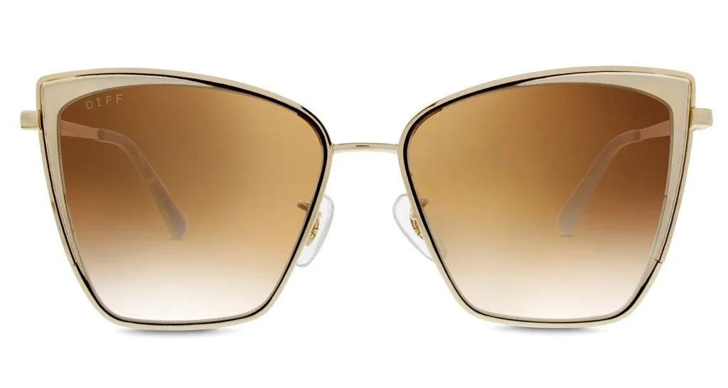 Diff Eyewear Becky Gold Brown Gradient Sunglasses