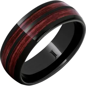 Double Barrel - Barrel Aged Black Diamond Ceramic Dome Ring with Cabernet Inlays