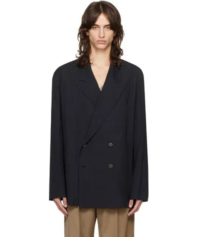 Dries Van Noten Black Cotton Poplin Blazer