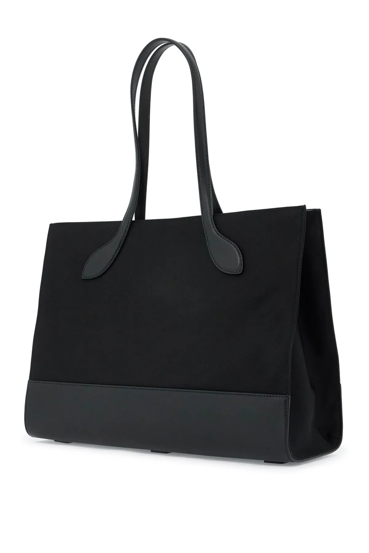 east/west nylon and leather tote bag