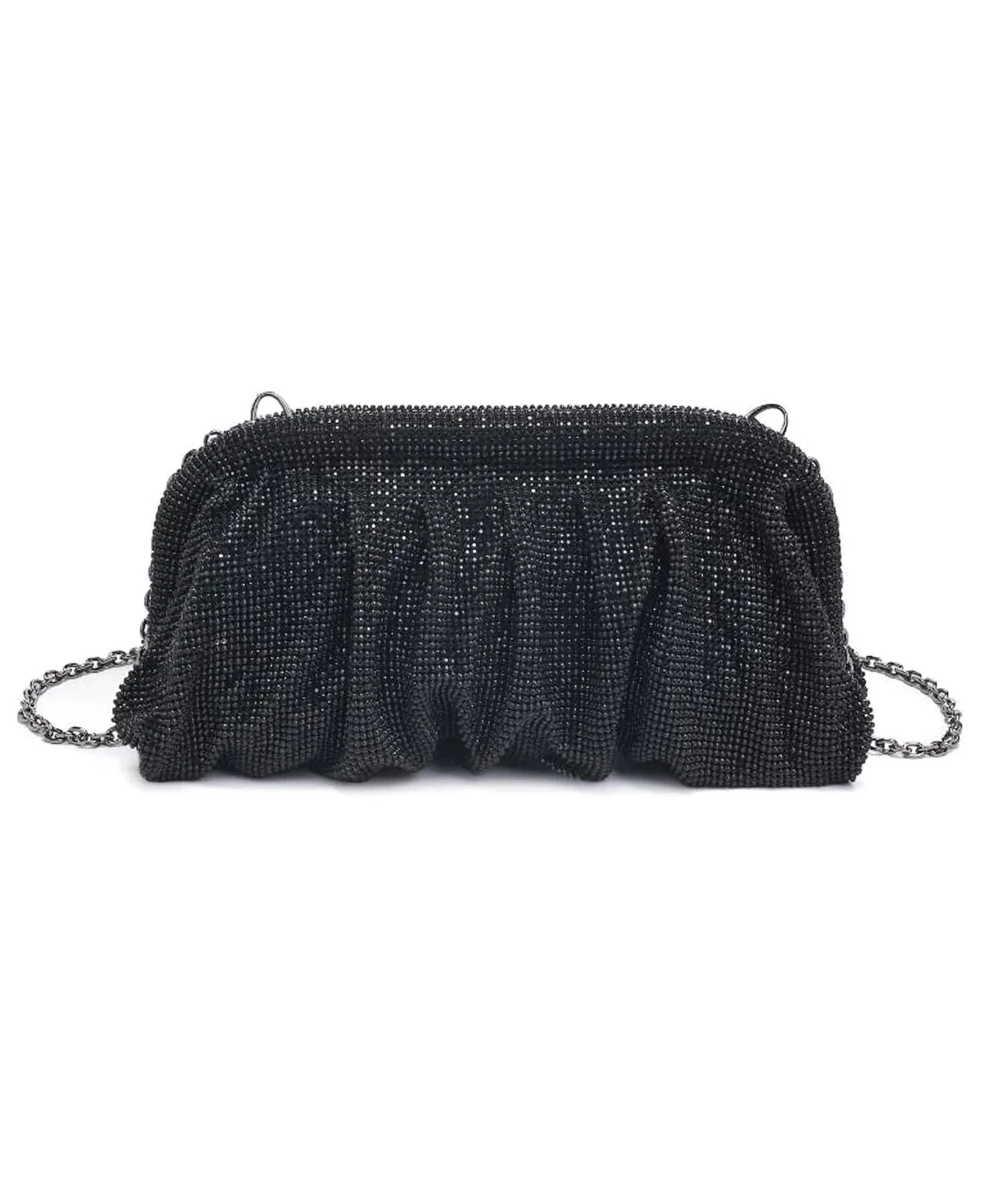 Evening Mesh Pouch Clutch w/ Crystals