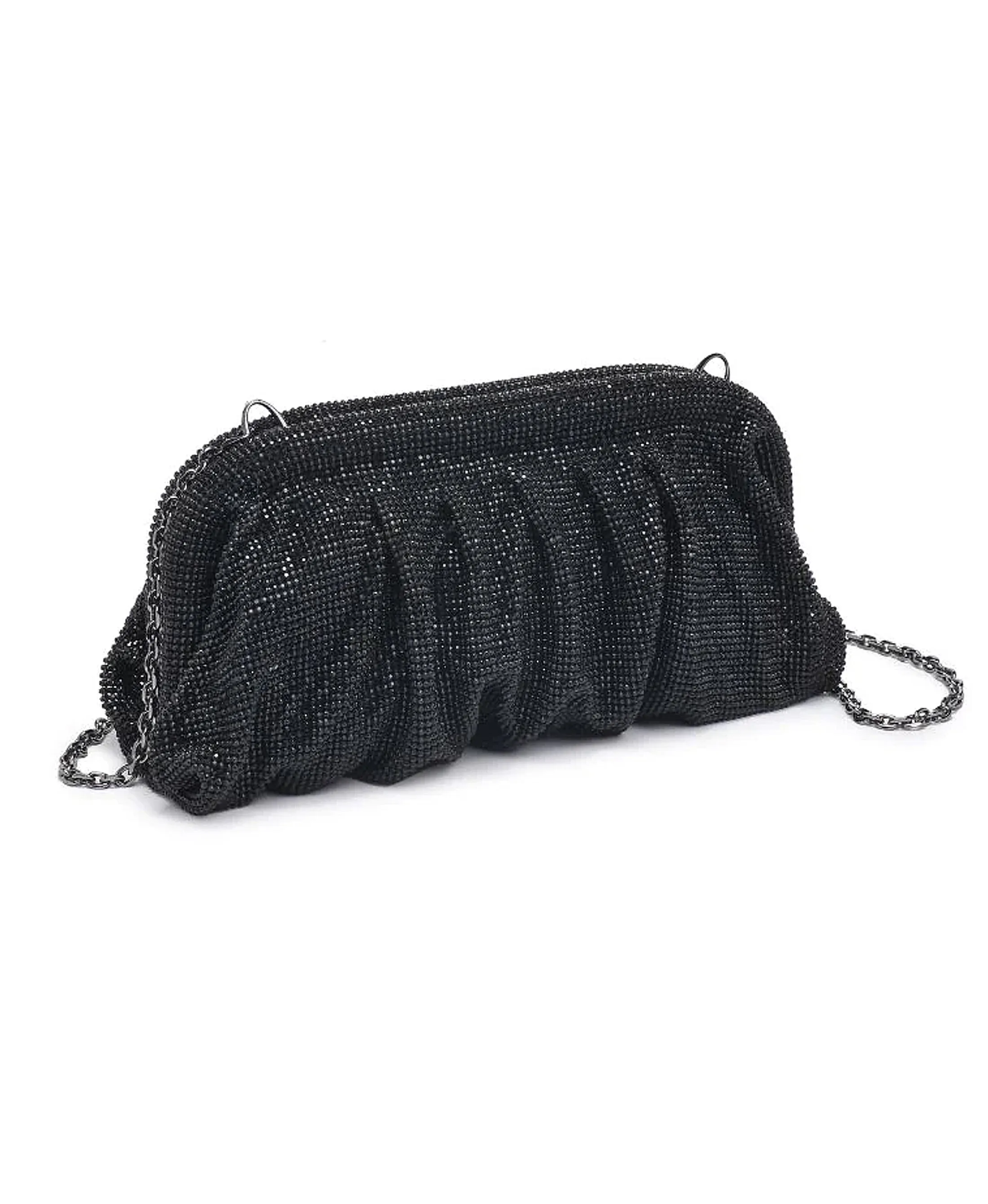 Evening Mesh Pouch Clutch w/ Crystals