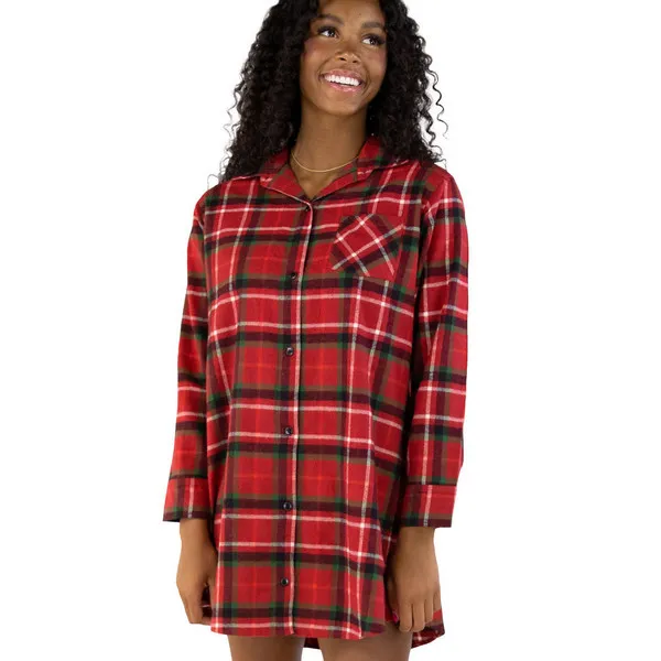 Flannel Christmas Plaid | Button Nightshirt