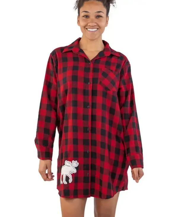 Flannel Moose Plaid | Button Nightshirt