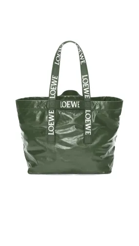 Fold Shopper In Paper Calfskin - Bottle Green