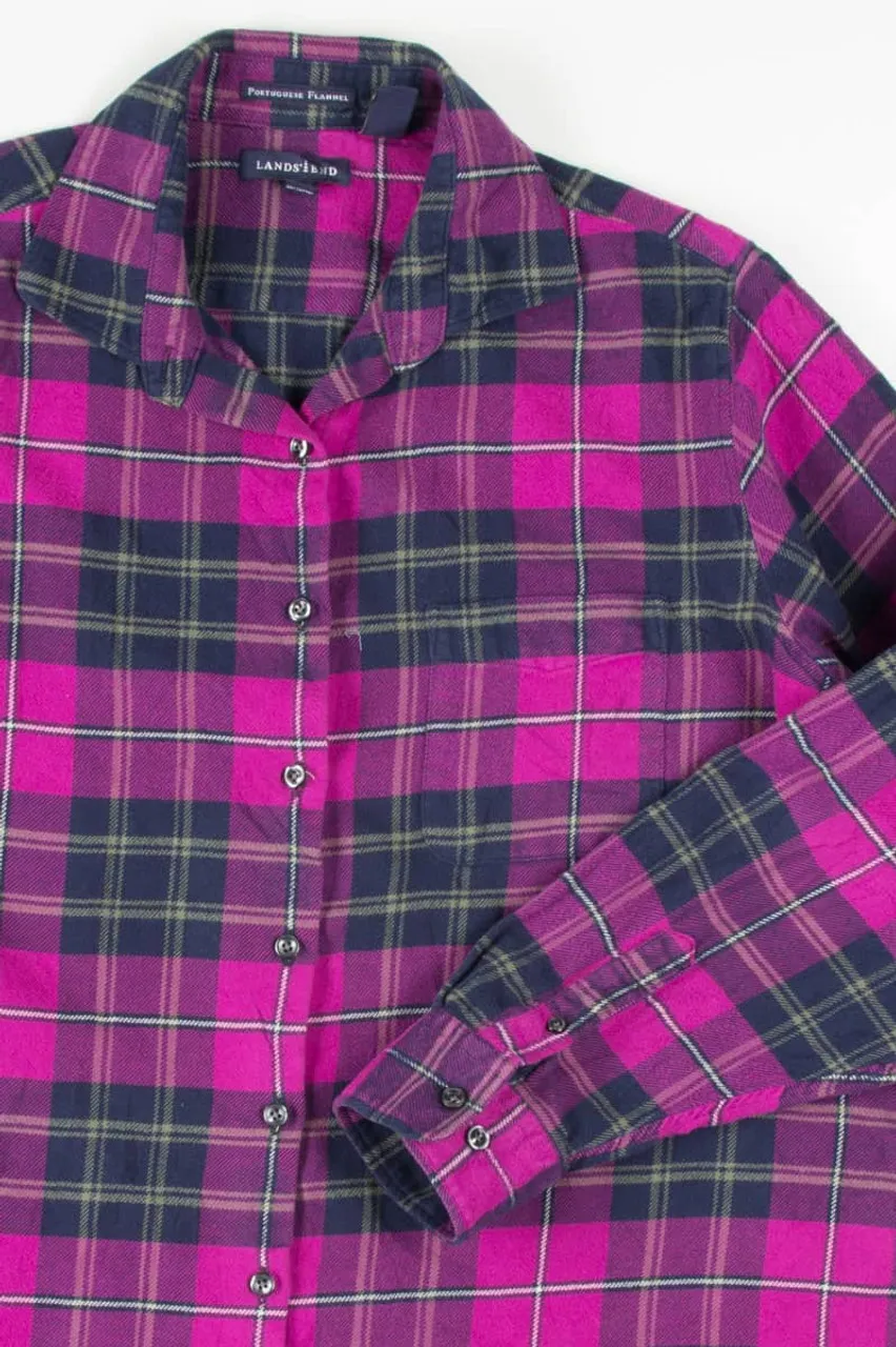 Fuchsia Lands' End Vintage Flannel 2966